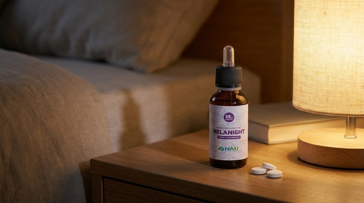 MELANIGHT melatonina in gocce e compresse di melatonina sul comodino